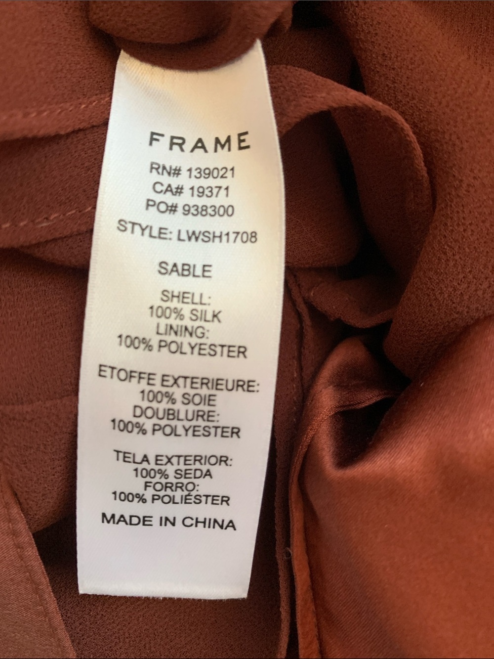 Frame Denim Rust Keyhole Puff Sleeve Blouse - Picture 4 of 4